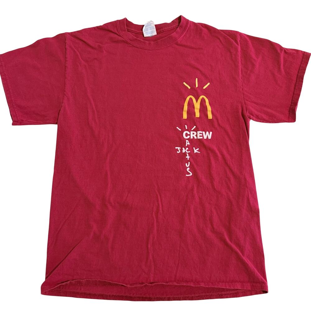 McDonald's Cactus Jack Crew T Shirt Travis Scott Collab Mens M Red Graphic Tee
